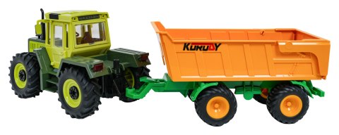 Traktor Zielony 1:24 z Pilotem Mercedes Benz + Żółta Przyczepa