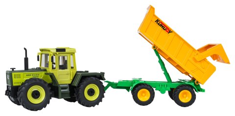 Traktor Zielony 1:24 z Pilotem Mercedes Benz + Żółta Przyczepa