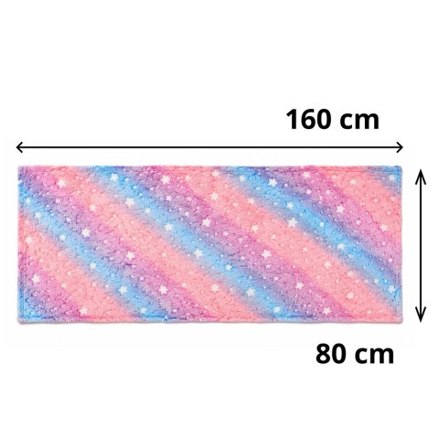 Dywan Świecący W Ciemności Gwiazdki Dla Dzieci Kolorowy Pastelowy 160x80cm