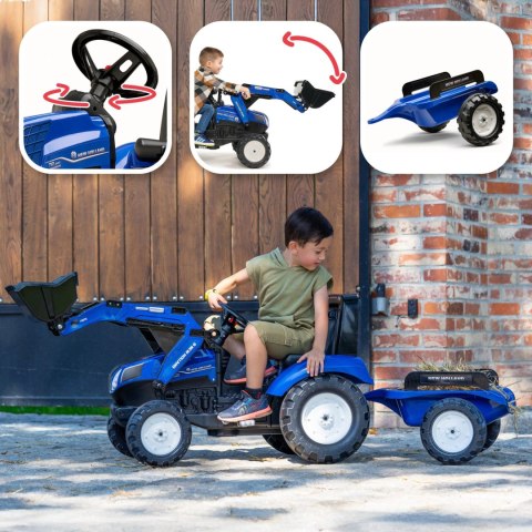 New Holland Traktor na pedały z przyczepą i łyżką FALK