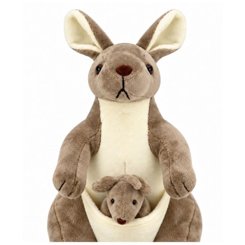 Pluszowa Maskotka Kangurzyca Przytulanka Kangur z Małym Beżowy 30 cm