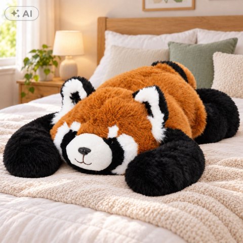 Pluszowa Panda Czerwona Przytulanka Maskotka Długie Łapy Czarno-Ruda 60cm