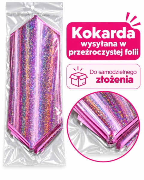 Kokarda do autka na akumulator 35 cm różowa