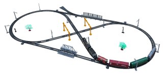 Kolejka Retro z funkcją Dymu, Dźwięku i Świateł 216x113 cm + Akcesoria