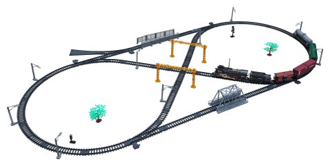 Kolejka Retro z funkcją Dymu, Dźwięku i Świateł 216x113 cm + Akcesoria