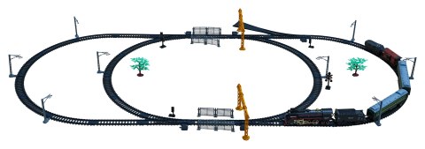Kolejka Retro z funkcją Dymu, Dźwięku i Świateł 216x113 cm