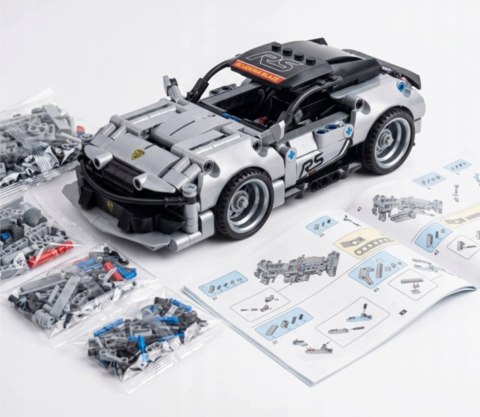 Zestaw Klocków Auto Sportowe Białe 324el.