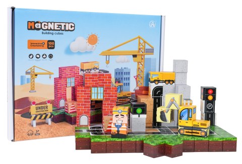 Zestaw Kostek Magnetycznych, Klocki Magnetyczne Plac Budowy 100el.