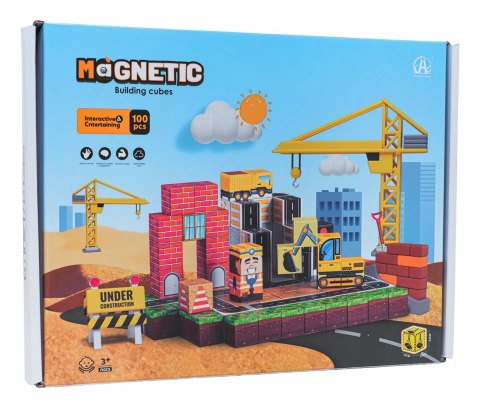 Zestaw Kostek Magnetycznych, Klocki Magnetyczne Plac Budowy 100el.