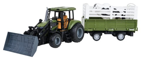 Zielony Traktor z Przyczepą R/C 1:20 + Zwierzątka
