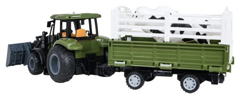 Zielony Traktor z Przyczepą R/C 1:20 + Zwierzątka