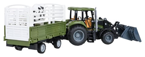 Zielony Traktor z Przyczepą R/C 1:20 + Zwierzątka