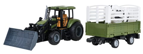 Zielony Traktor z Przyczepą R/C 1:20 + Zwierzątka
