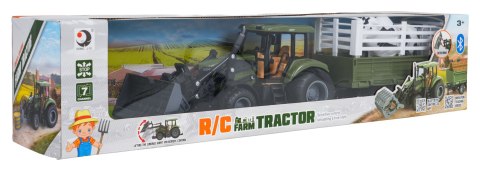 Zielony Traktor z Przyczepą R/C 1:20 + Zwierzątka