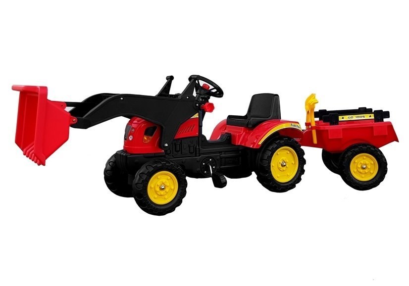 Traktor Herman z Przyczepą i Łyżką czerwony165 cm