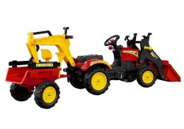 Traktor z Przyczepą i Łyżką Przód i tył czerwony Pedały 3009