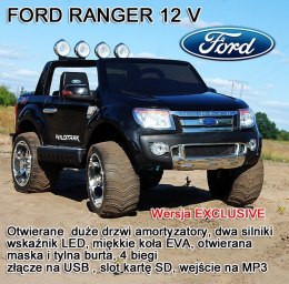 FORD RANGER F150 LICENCJA, MIĘKKIE KOŁA EVA, WOLNY START, KLUCZYK - 12V