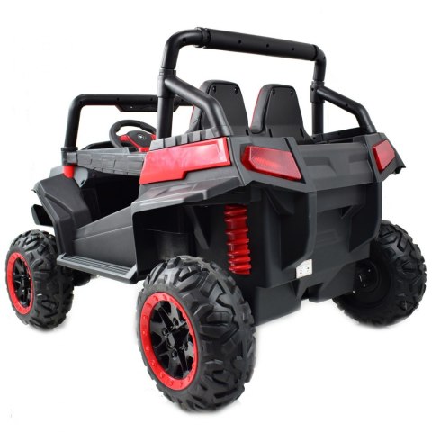 MEGA AUTO 4X4 , FUNKCJA BUJANIA, AMORTYZATORY, MIĘKKIE KOŁA EVA, MIĘKKIE SIEDZENIE FULL OPCJA DLA 2 DZIECI /HM1188