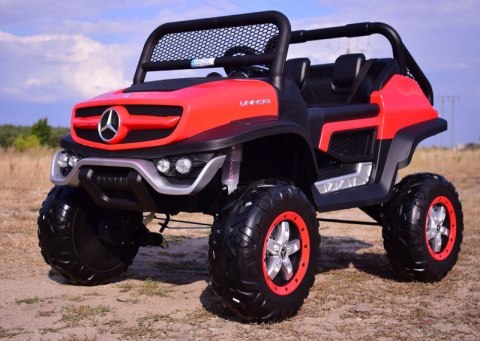 MERCEDES BENZ UNIMOG 4X4,12V14AH, AMORTYZATORY, MIĘKKIE KOŁA, MP4, SUPER OPCJA/UNIMOG