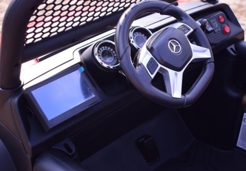 MERCEDES BENZ UNIMOG 4X4,12V14AH, AMORTYZATORY, MIĘKKIE KOŁA, MP4, SUPER OPCJA/UNIMOG