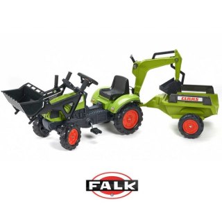 FALK Traktor CLAAS Arion zielony zestaw z przyczepą ŁYŻKA + Ładowarka