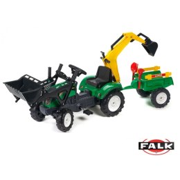 FALK Traktor RANCH zielony z łyżką, ładowarką i przyczepą do piasku