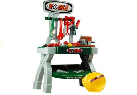 WARSZTAT STOLIK Z NARZĘDZIAMI KASK PIŁA IMADŁO