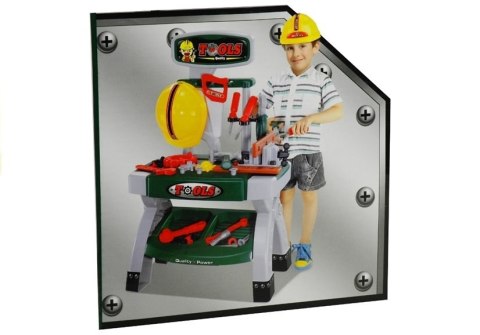 WARSZTAT STOLIK Z NARZĘDZIAMI KASK PIŁA IMADŁO