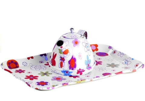 PIĘKNY METALOWY SERWIS DO HERBATY ZESTAW KUCHENNY