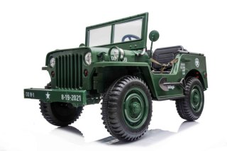 Auto na akumulator JEEP Wojskowy WILLYS 4x200W + POWIĘKSZONY AKUMULATOR 24V10AH Zielony / ARMY GREEN