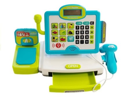 Kasa Sklepowa dla dzieci Niebieska z koszykiem