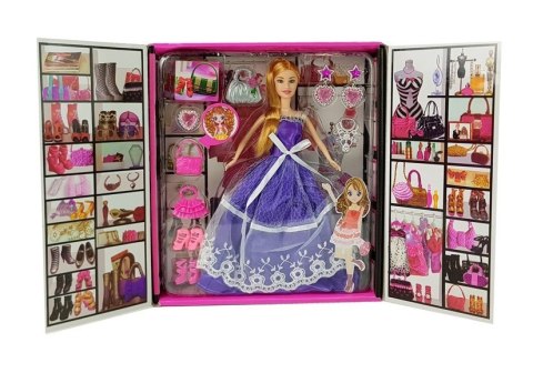 Lalka Fioletowa Suknia Balowa z Koronką Dodatki