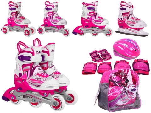 Rolki, Łyżwy, Zestaw 4w1 27-30 Różowe