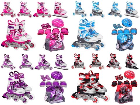 Rolki, Łyżwy, Zestaw 4w1 27-30 Różowe