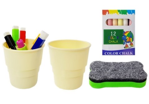 Tablica Magnetyczna Kredowa 2 w 1 Niebiesko Czerwona Akcesoria