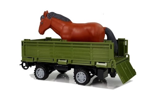 Zielony Traktor z Niską Przyczepą Figurka Konia Zdalnie Sterowany 2.4G